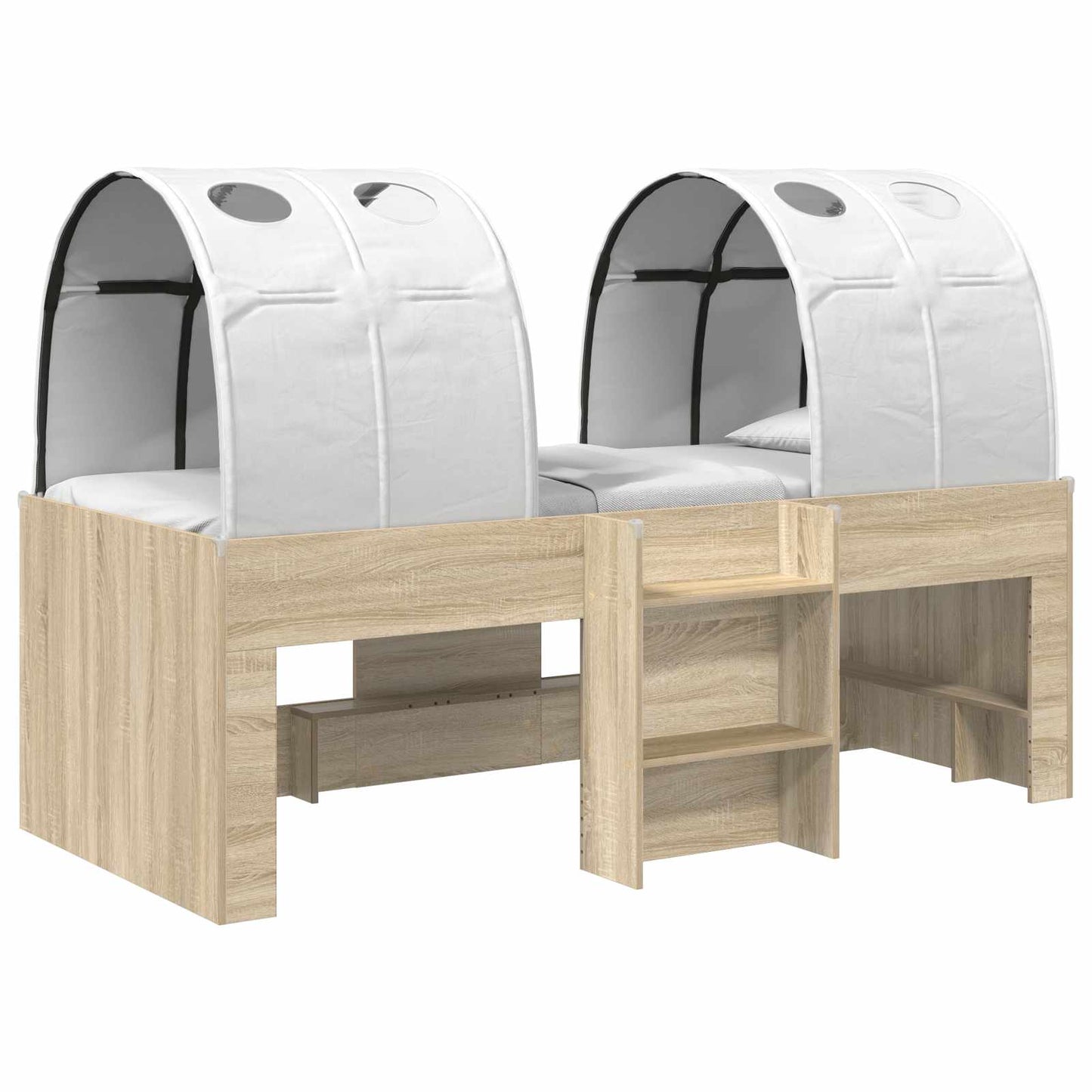Letto Alto per Bambini con Tunnel 3 pz Rovere Sonoma e bianco | homemem39
