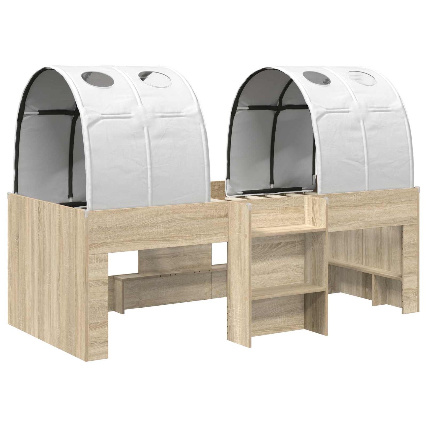 Letto Alto per Bambini con Tunnel 3 pz Rovere Sonoma e bianco | homemem39