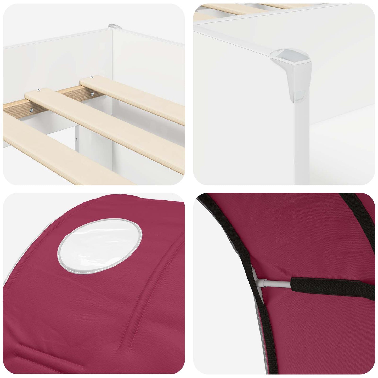 Letto con Tunnel 3 pz Bianco e Rosso Legno ingegnerizzato | homemem39