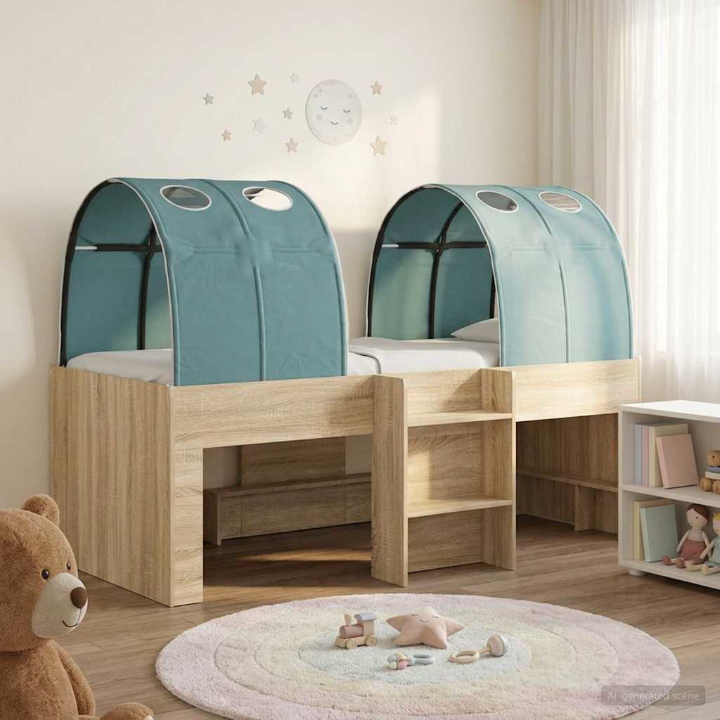 Letto con Tunnel 3 pz Rovere Sonoma e Azzurro