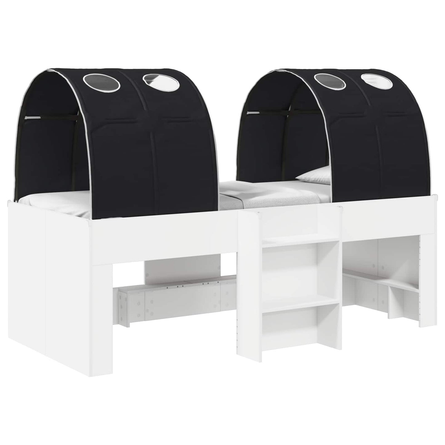 Letto con Tunnel 4 pcs Bianco e Nero Legno ingegnerizzato | homemem39