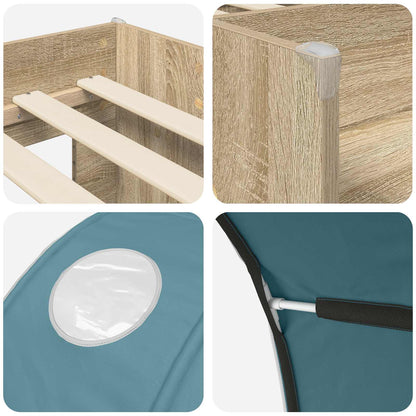Letto con Tunnel 3 pz Rovere Sonoma e Azzurro | homemem39