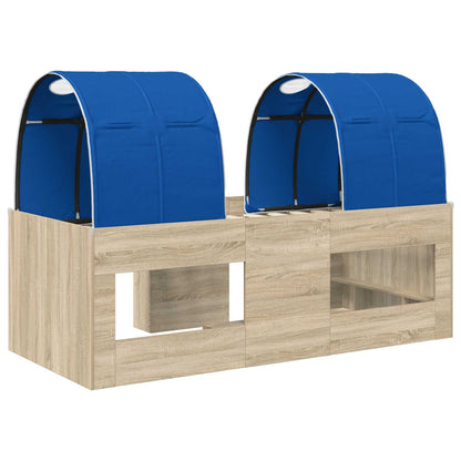 Letto con Tunnel 3 pz Rovere Sonoma e Blu Legno ingegnerizzato | homemem39