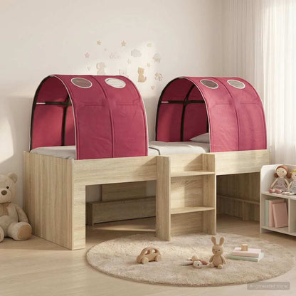 Letto con Tunnel 3 pz Rovere Sonoma e Rosso | homemem39