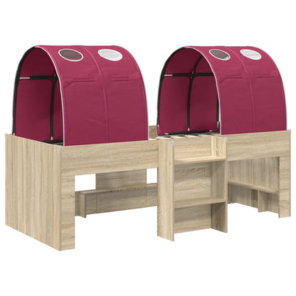 Letto con Tunnel 3 pz Rovere Sonoma e Rosso | homemem39