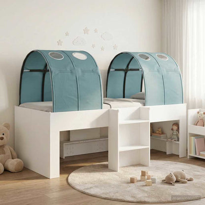 Letto con Tunnel 3 pz Bianco e azzurro Legno ingegnerizzato | homemem39