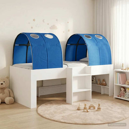 Letto con Tunnel 3 pz Bianco e Blu Legno ingegnerizzato | homemem39