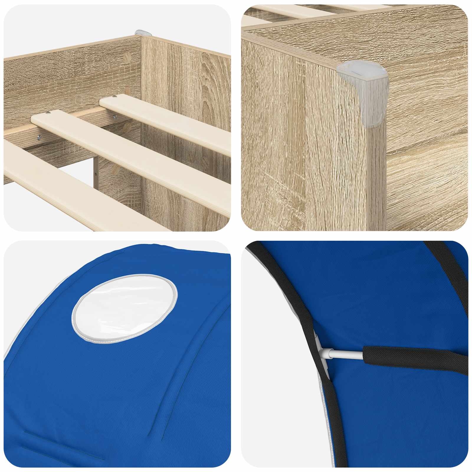 Letto con Tunnel 3 pz Sonoma e Blu Legno ingegnerizzato | homemem39