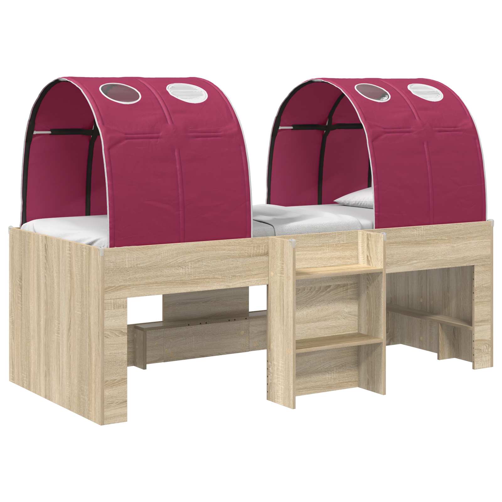 Letto con Tunnel 3 pz Sonoma e Rosso Legno ingegnerizzato | homemem39