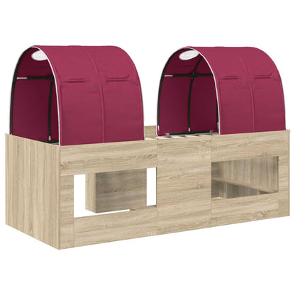 Letto con Tunnel 3 pz Sonoma e Rosso Legno ingegnerizzato | homemem39