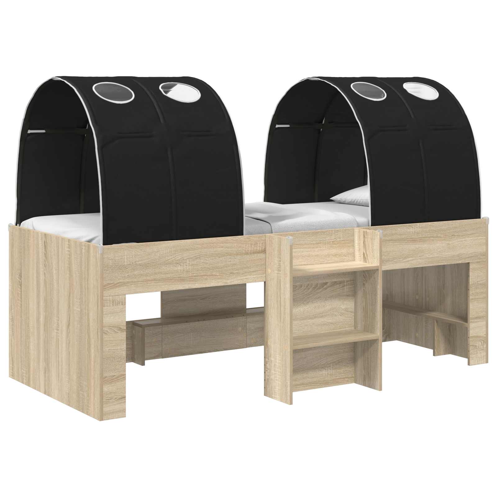 Letto con Tunnel 3 pz Sonoma e Nero Legno ingegnerizzato | homemem39