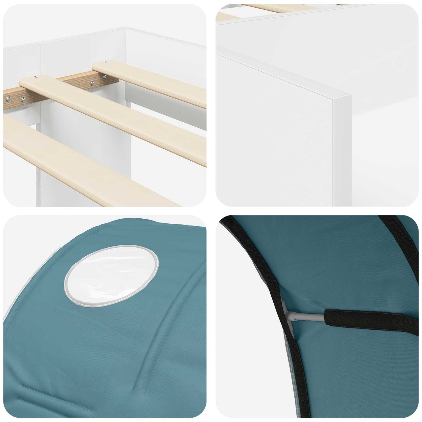 Letto con Tunnel 3 pz Bianco e azzurro Legno ingegnerizzato | homemem39