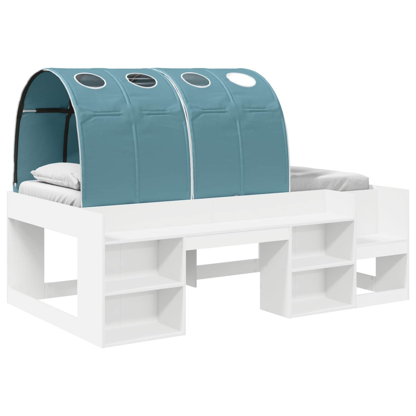 Letto con Tunnel 3 pz Bianco e azzurro Legno ingegnerizzato | homemem39