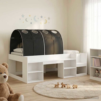 Letto con Tunnel 3 pz Bianco e Nero Legno ingegnerizzato | homemem39