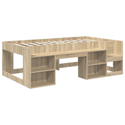 Letto con Tunnel con lo scaffale 3 pz Sonoma e Azzurro Chiaro | homemem39