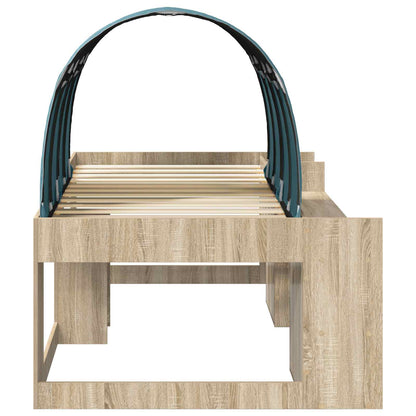 Letto con Tunnel con lo scaffale 3 pz Sonoma e Azzurro Chiaro | homemem39