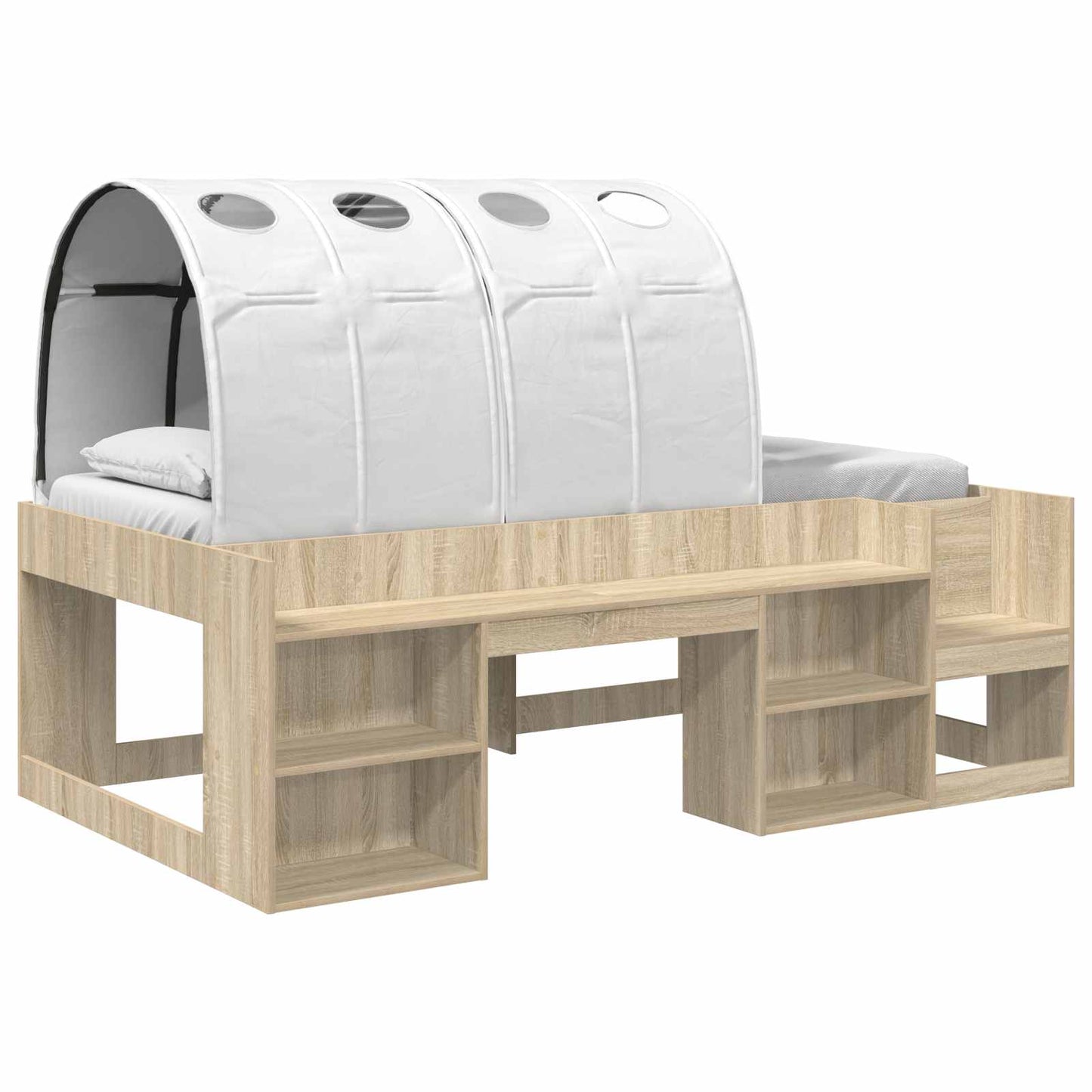 Letto con Tunnel 3 pz Sonoma e Bianco Legno ingegnerizzato