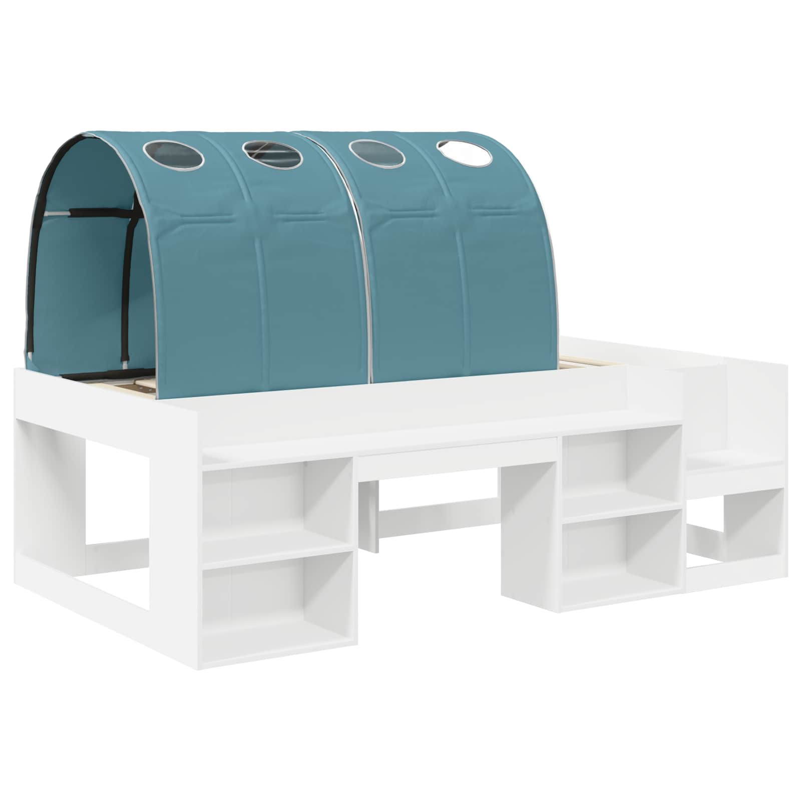 Letto alto per bambini con storage 3 pz Bianco e azzurro | homemem39