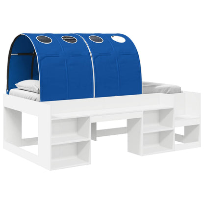 Letto alto per bambini con storage 3 pz Bianco e Blu | homemem39
