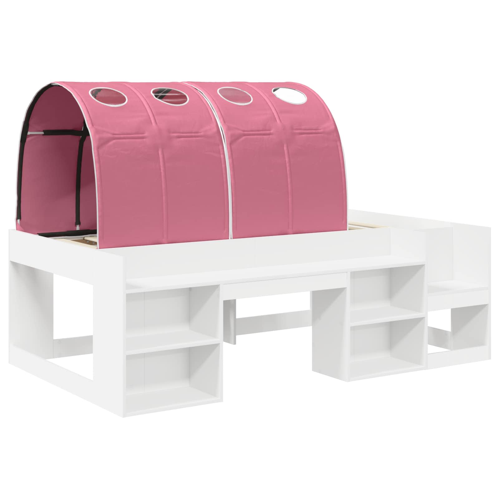 Letto alto per bambini con storage 3 pz Bianco e Rosa | homemem39