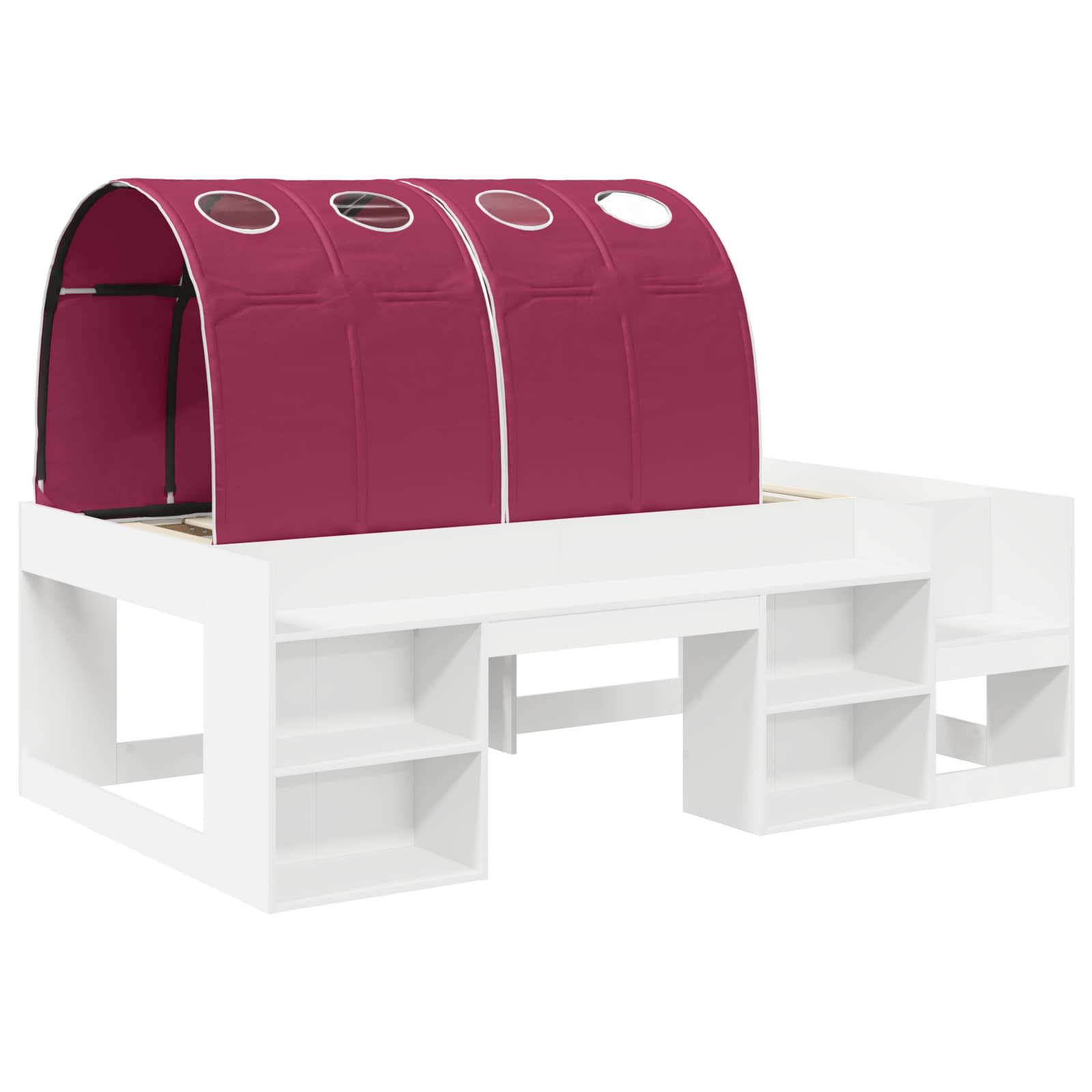 Letto alto per bambini con storage 3 pz Bianco e Rosso | homemem39