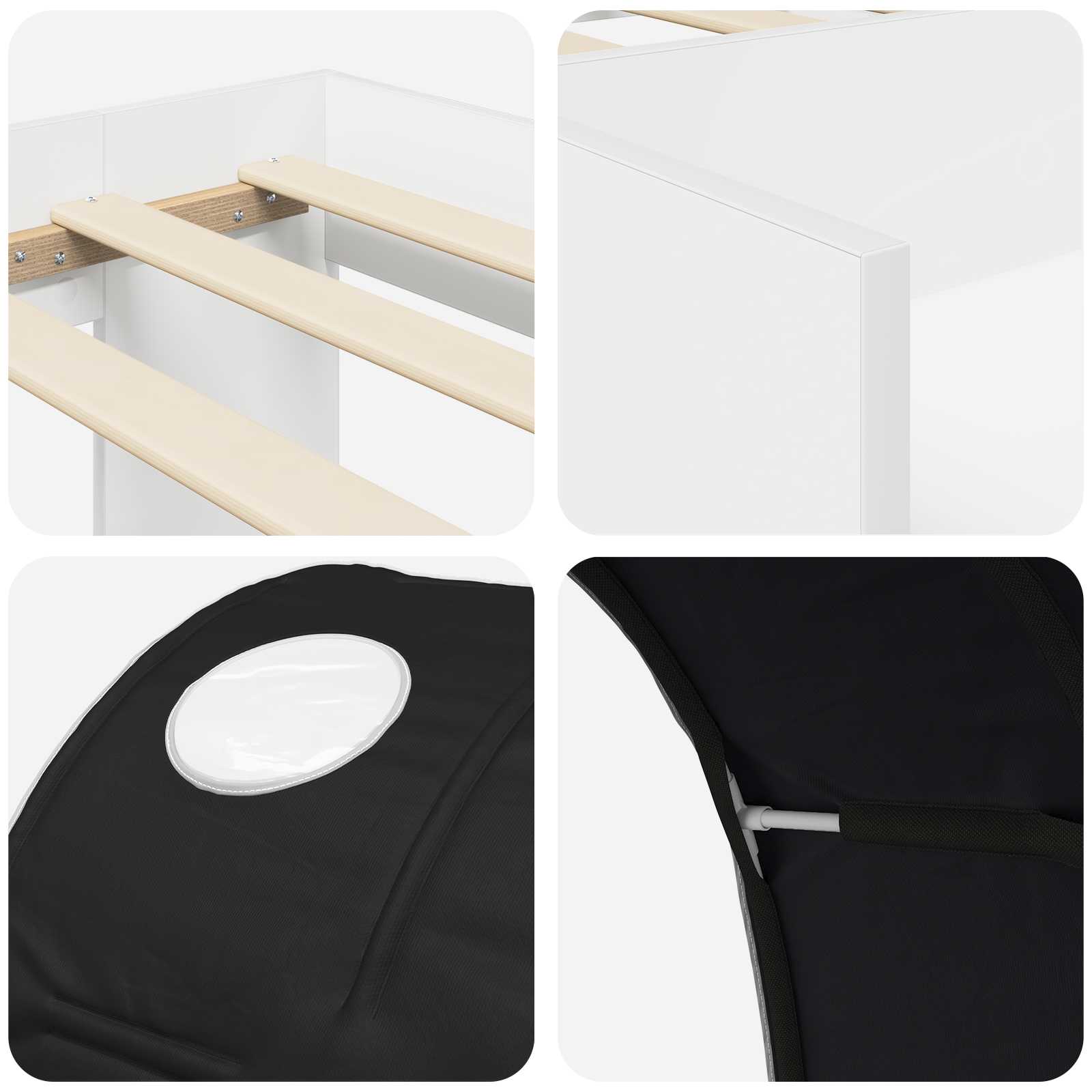 Letto alto per bambini con storage 3 pz Bianco e Nero | homemem39