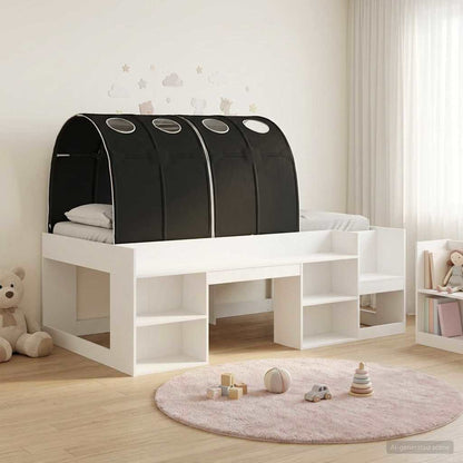 Letto alto per bambini con storage 3 pz Bianco e Nero | homemem39