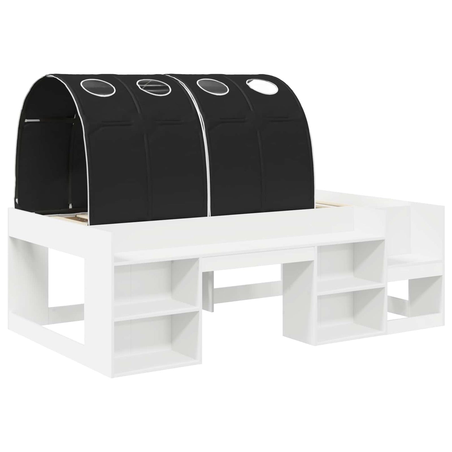 Letto alto per bambini con storage 3 pz Bianco e Nero | homemem39