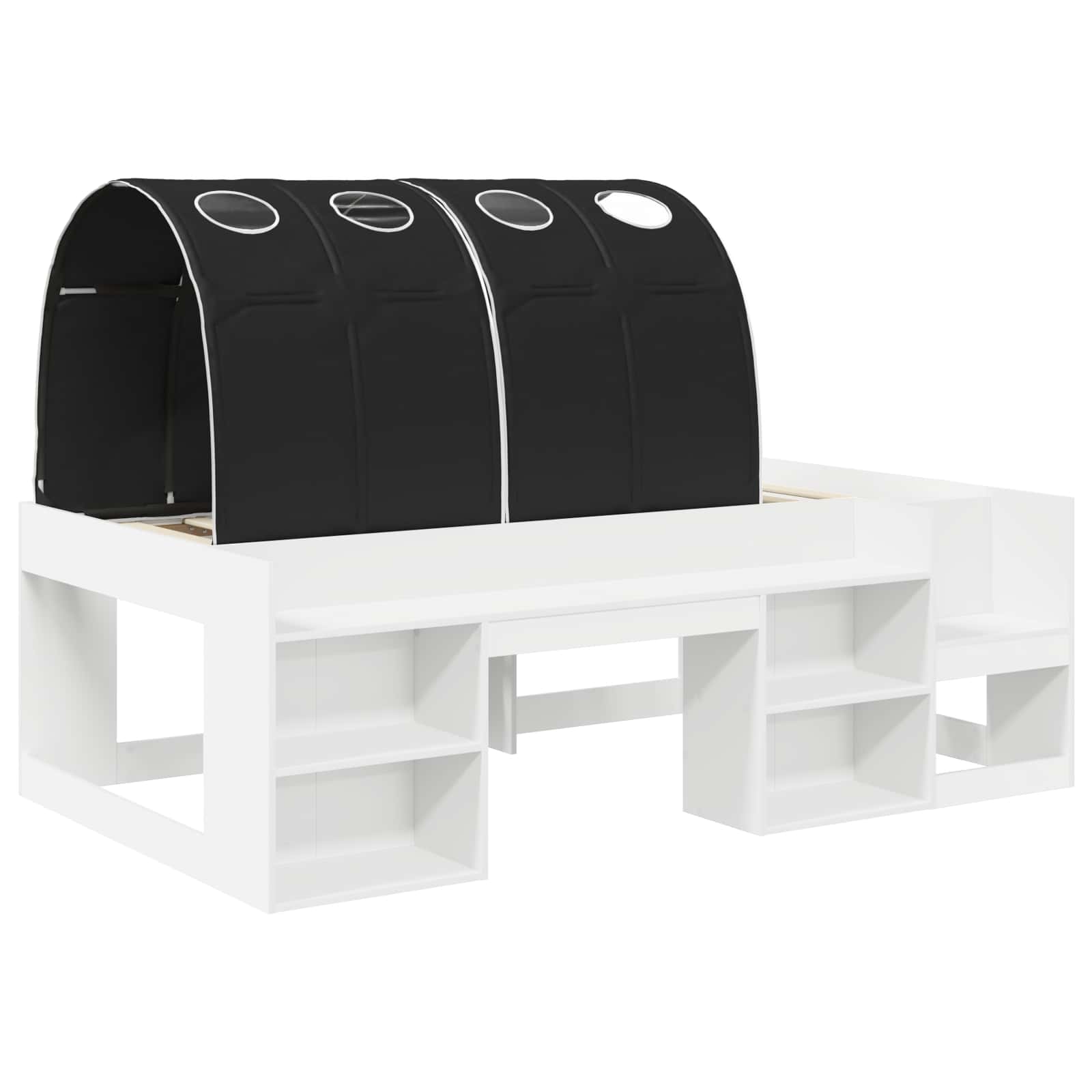 Letto alto per bambini con storage 3 pz Bianco e Nero | homemem39