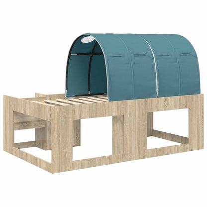 Letto alto per bambini con storage 3 pz Rovere Sonoma e Azzurro | homemem39