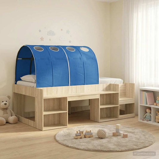 Letto alto per bambini con storage Rovere Sonoma e Blu | homemem39