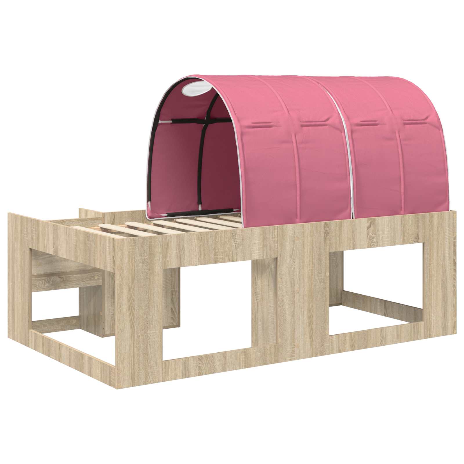 Letto alto per bambini con storage 3 pz Rovere Sonoma e Rosa | homemem39