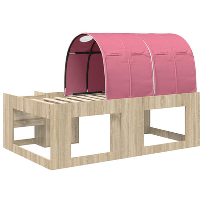 Letto alto per bambini con storage 3 pz Rovere Sonoma e Rosa | homemem39
