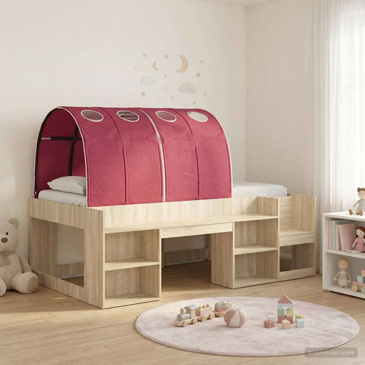 Letto alto per bambini con storage 3 pz Rovere Sonoma e Rosso | homemem39
