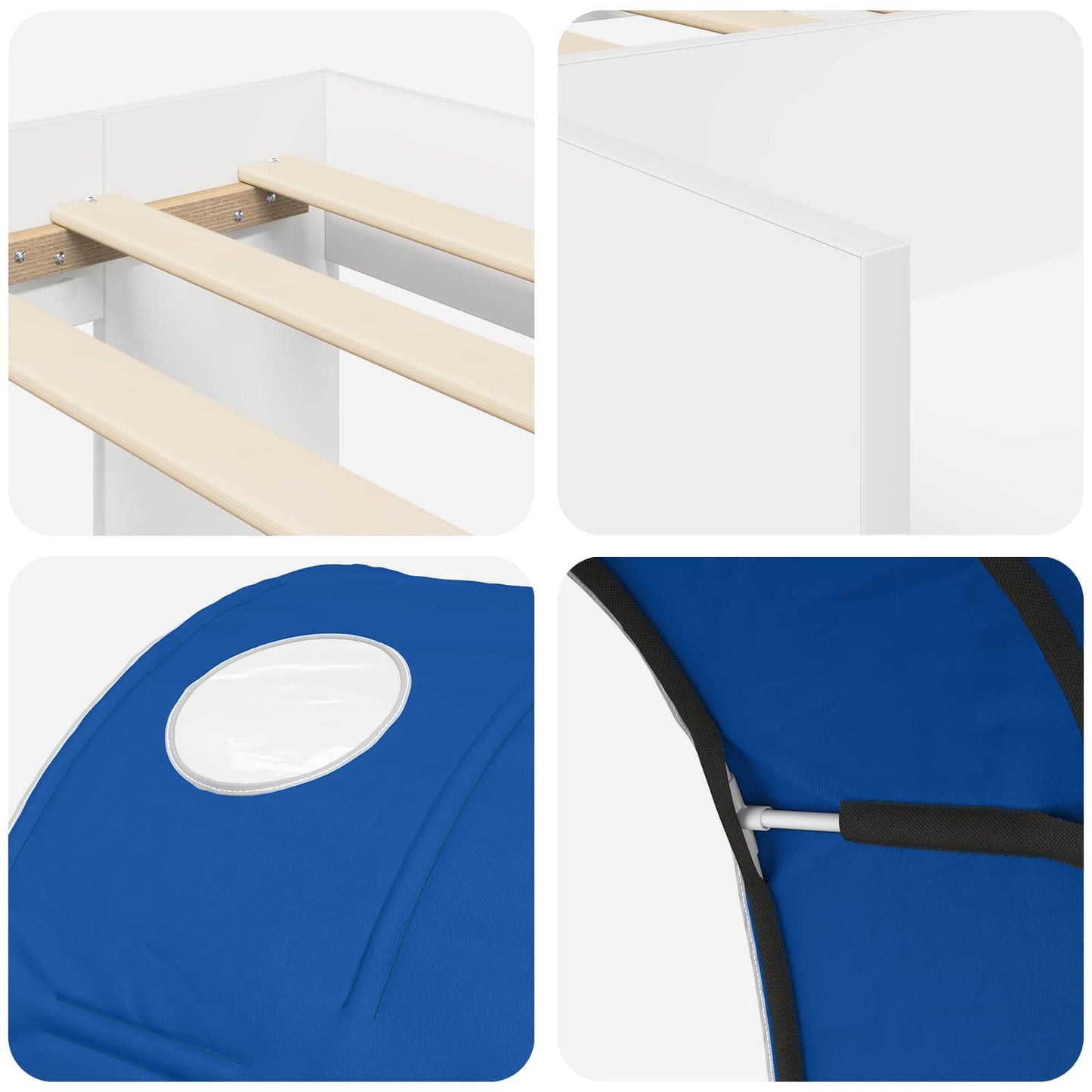 Letto con Tunnel 3 pz Bianco e Blu Legno ingegnerizzato | homemem39