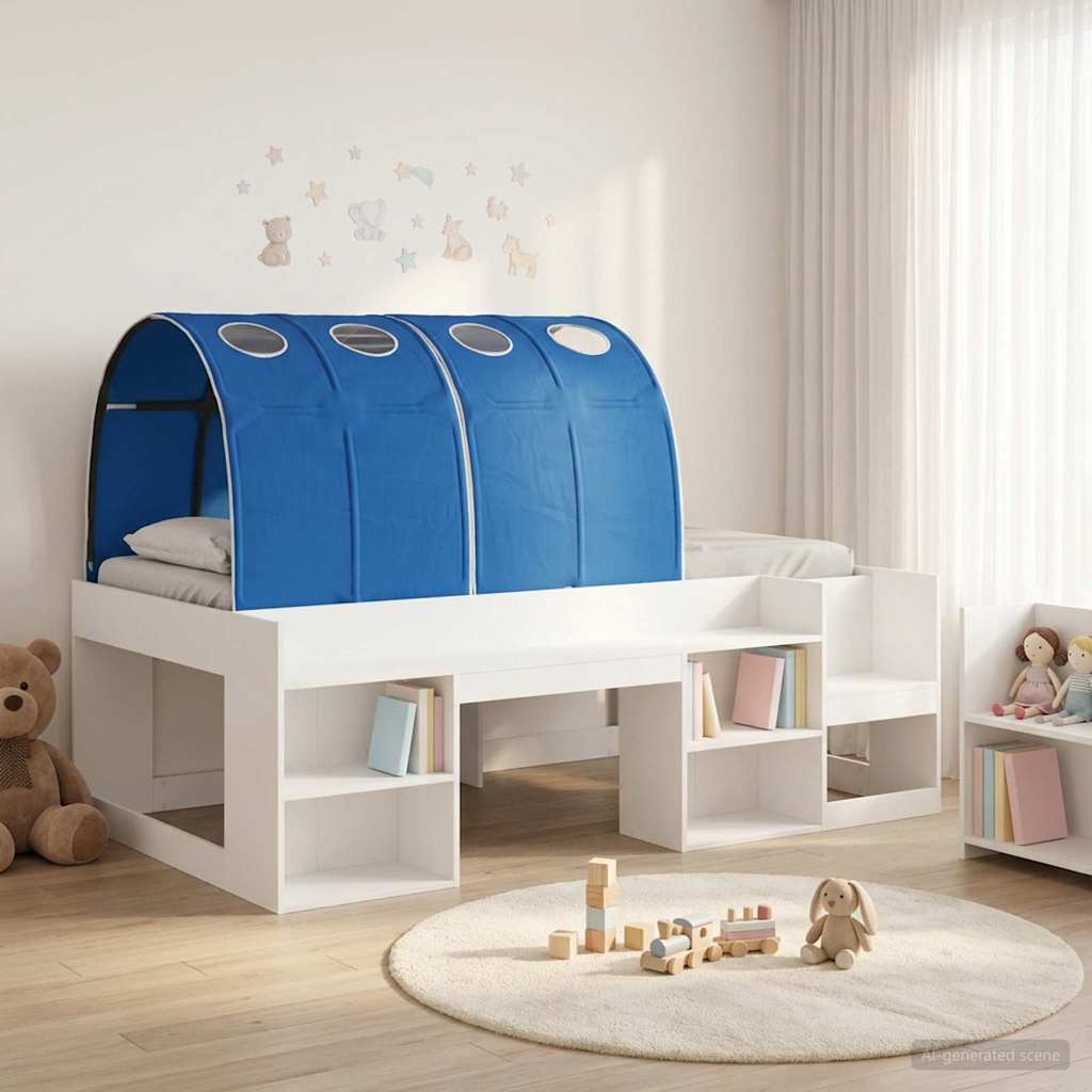 Letto con Tunnel 3 pz Bianco e Blu Legno ingegnerizzato | homemem39