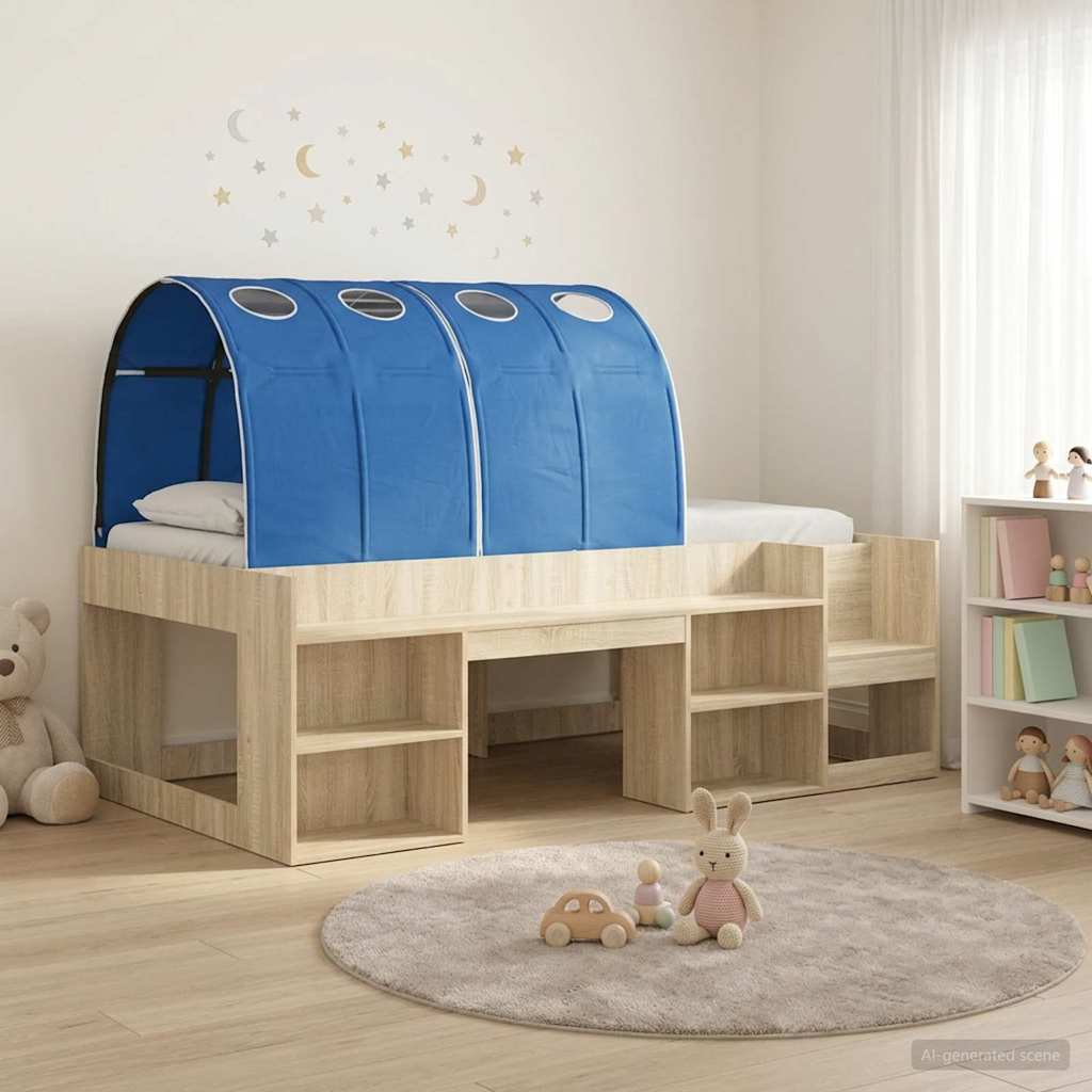 Letto con Tunnel 3 pz Rovere Sonoma e Blu Legno ingegnerizzato | homemem39