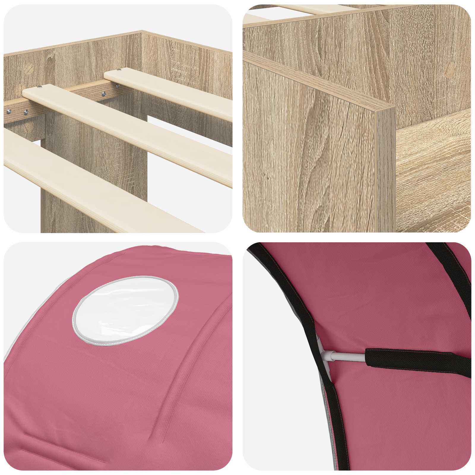 Letto con Tunnel 3 pz Rovere Sonoma e Rosa Legno ingegnerizzato | homemem39