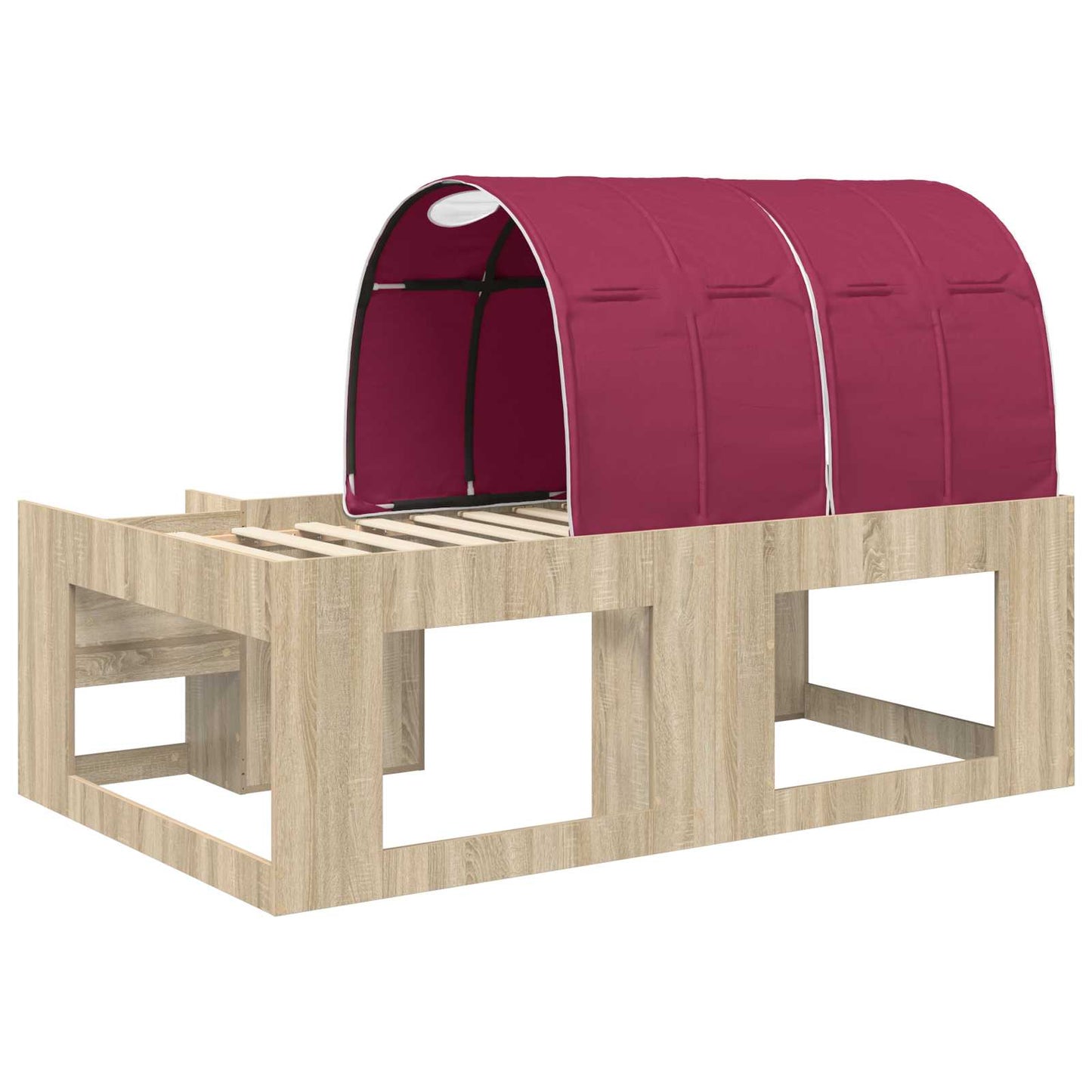 Letto con Tunnel con lo scaffale 3 pz Rovere Sonoma e Rosso | homemem39