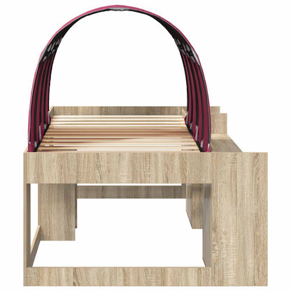 Letto con Tunnel con lo scaffale 3 pz Rovere Sonoma e Rosso | homemem39