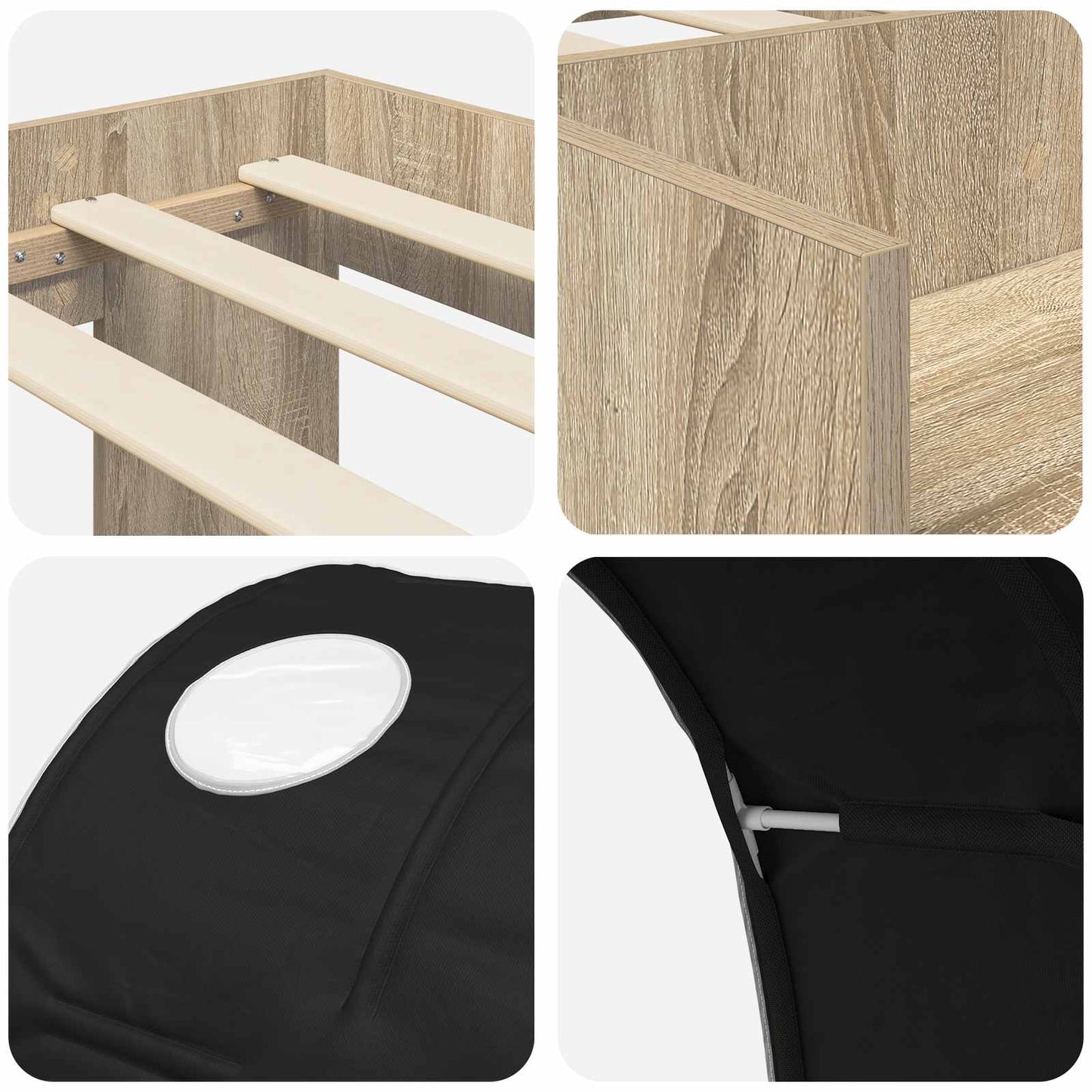 Letto con Tunnel 3 pz Rovere Sonoma e Nero Legno ingegnerizzato | homemem39
