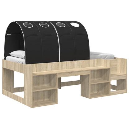 Letto con Tunnel 3 pz Rovere Sonoma e Nero Legno ingegnerizzato | homemem39