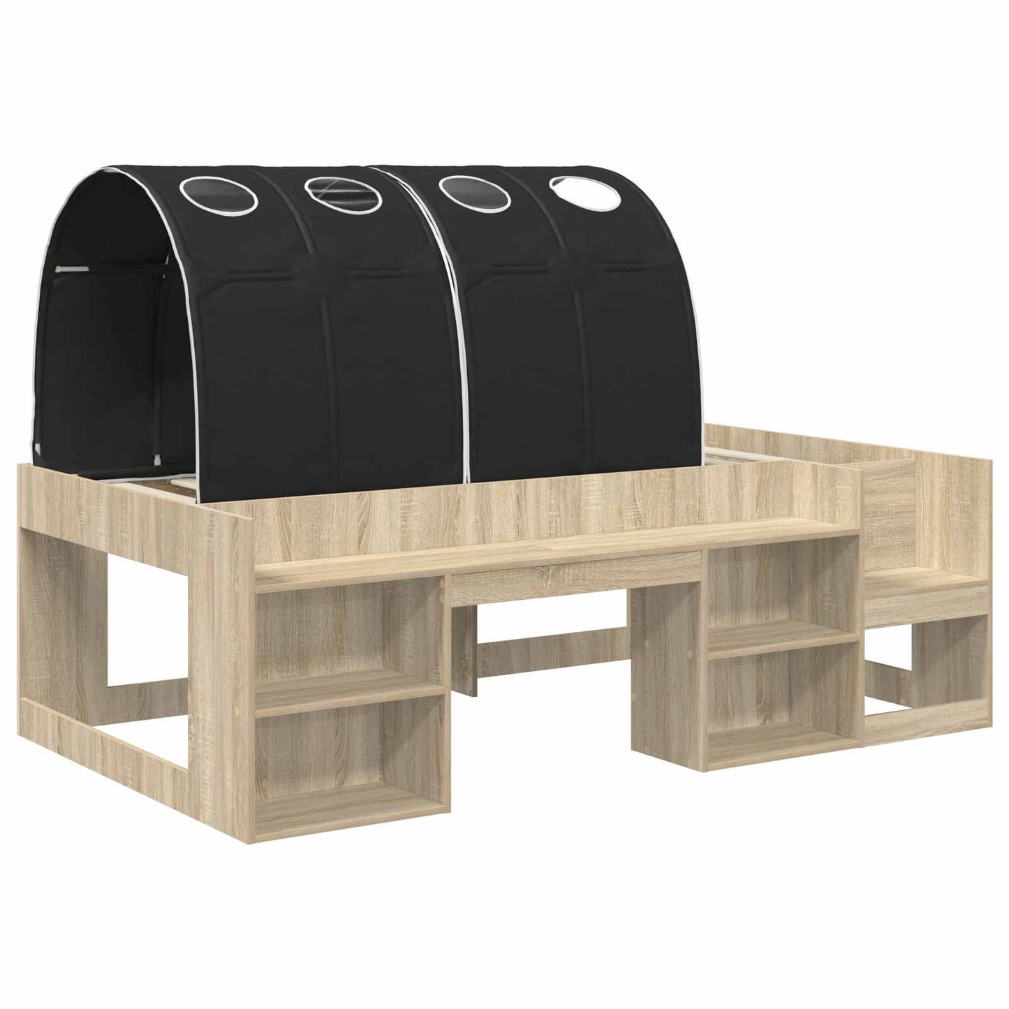 Letto con Tunnel 3 pz Rovere Sonoma e Nero Legno ingegnerizzato | homemem39