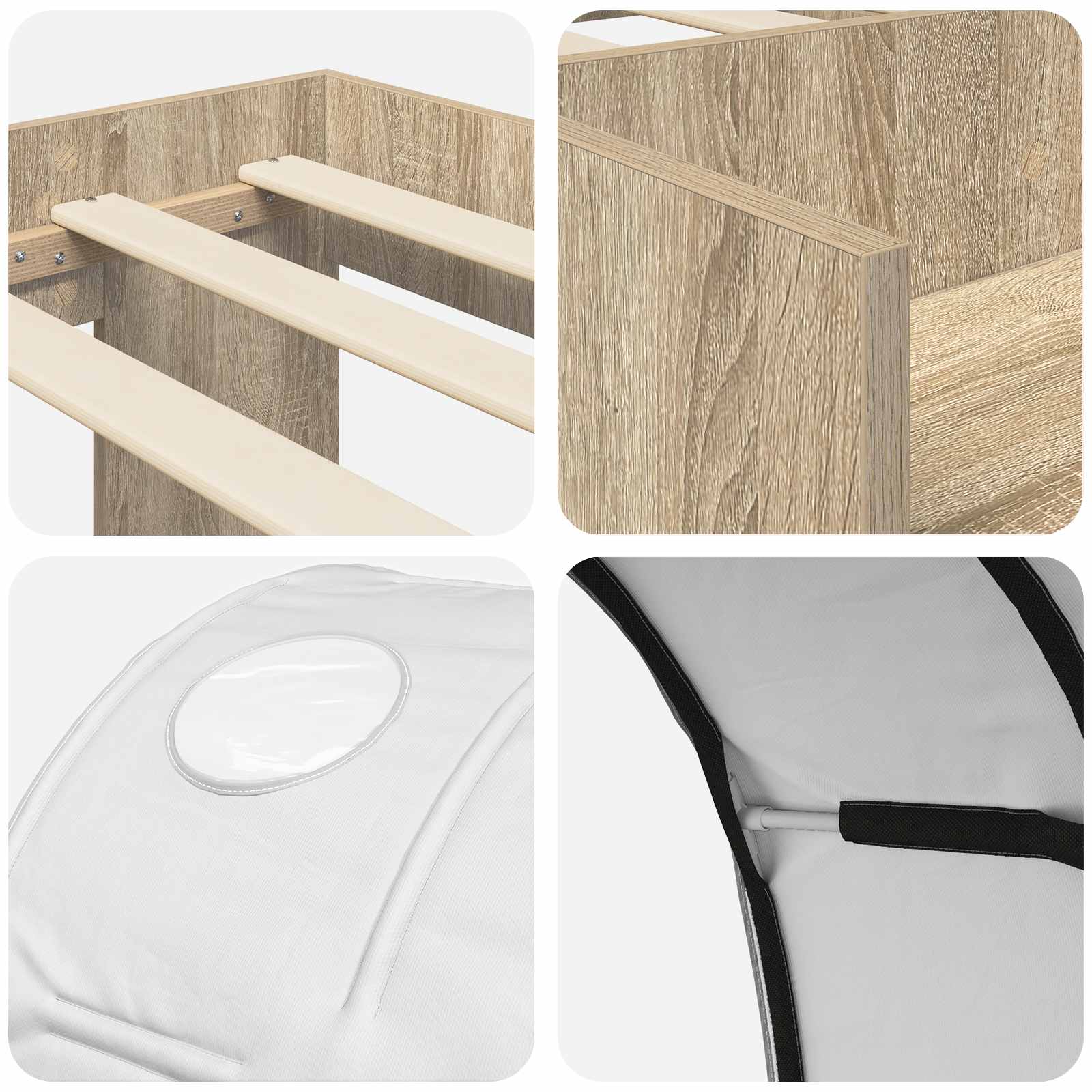 Letto con Tunnel con lo scaffale 3 pz Rovere Sonoma e Bianco | homemem39