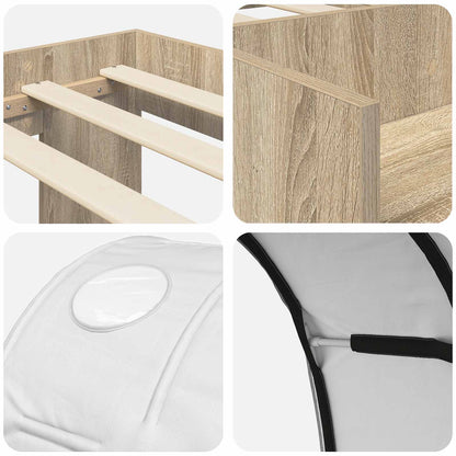 Letto con Tunnel con lo scaffale 3 pz Rovere Sonoma e Bianco | homemem39