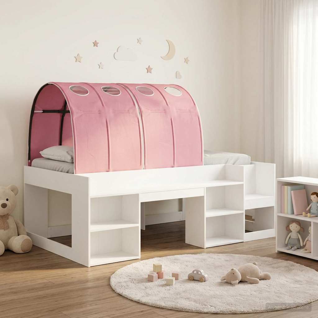 Letto con Tunnel 3 pz Bianco e Rosa Legno multistrato | homemem39
