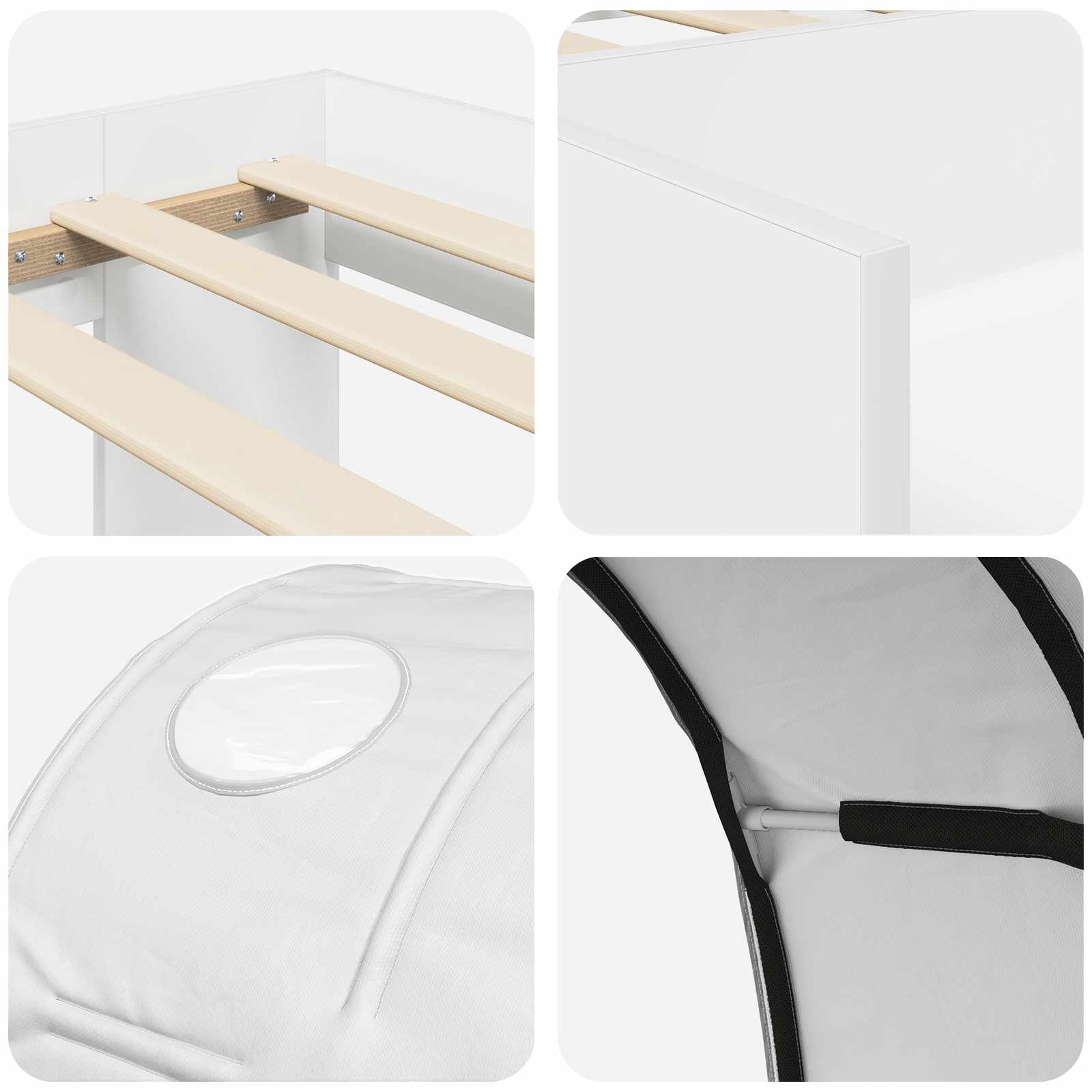 Letto con Tunnel con lo scaffale 3 pz Bianco Legno multistrato | homemem39