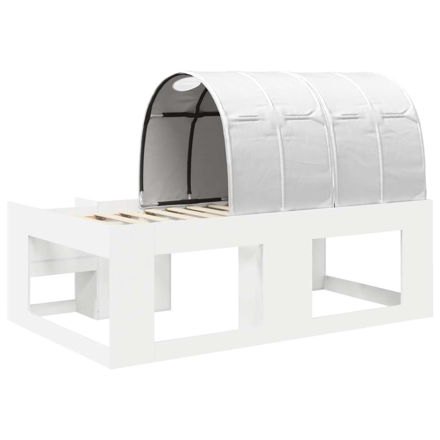 Letto con Tunnel con lo scaffale 3 pz Bianco Legno multistrato | homemem39
