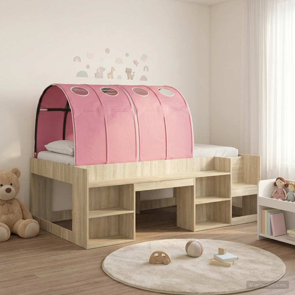 Letto con Tunnel 3 pz Rovere Sonoma e Rosa Legno multistrato | homemem39