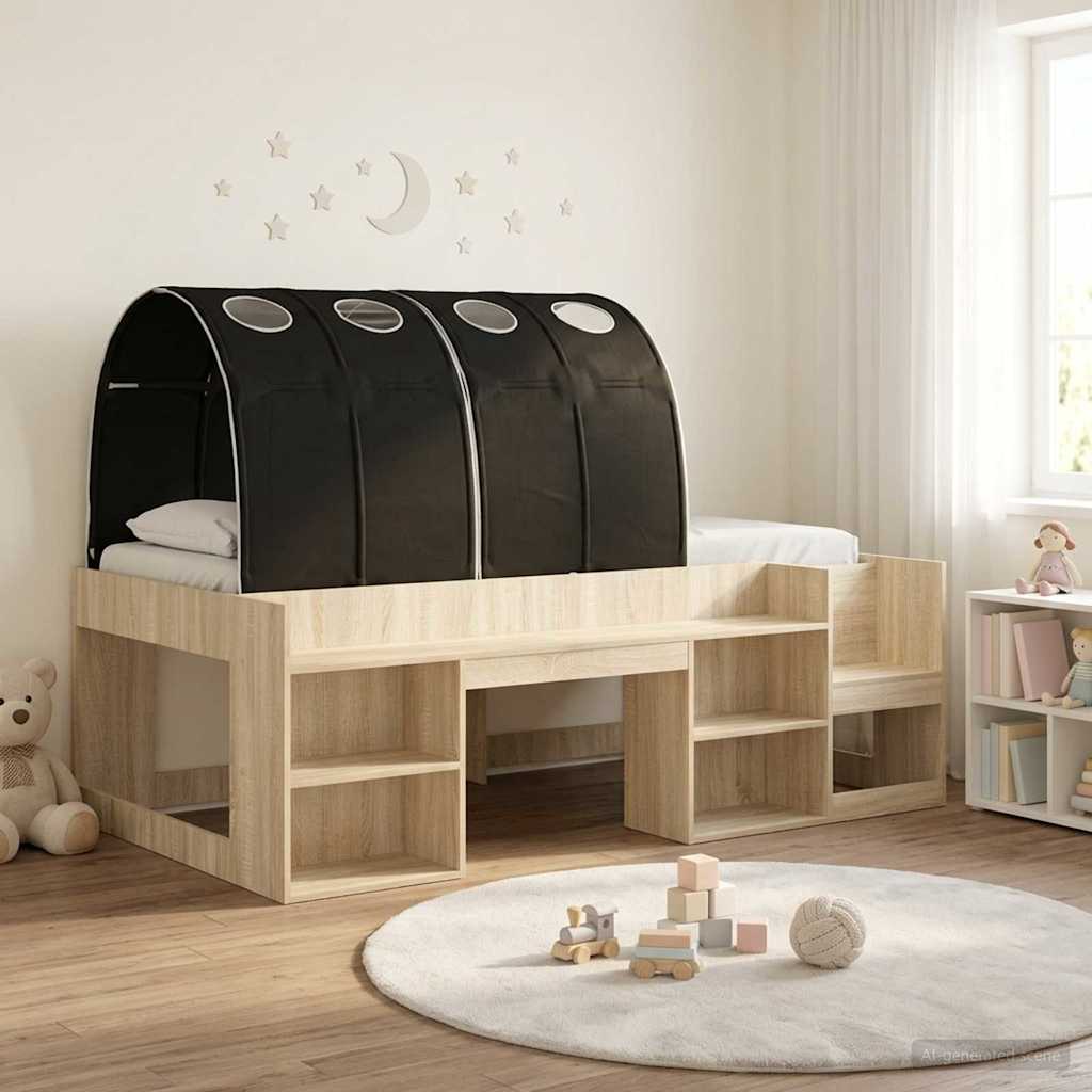 Letto con Tunnel 3 pz Rovere Sonoma e Nero Legno multistrato | homemem39